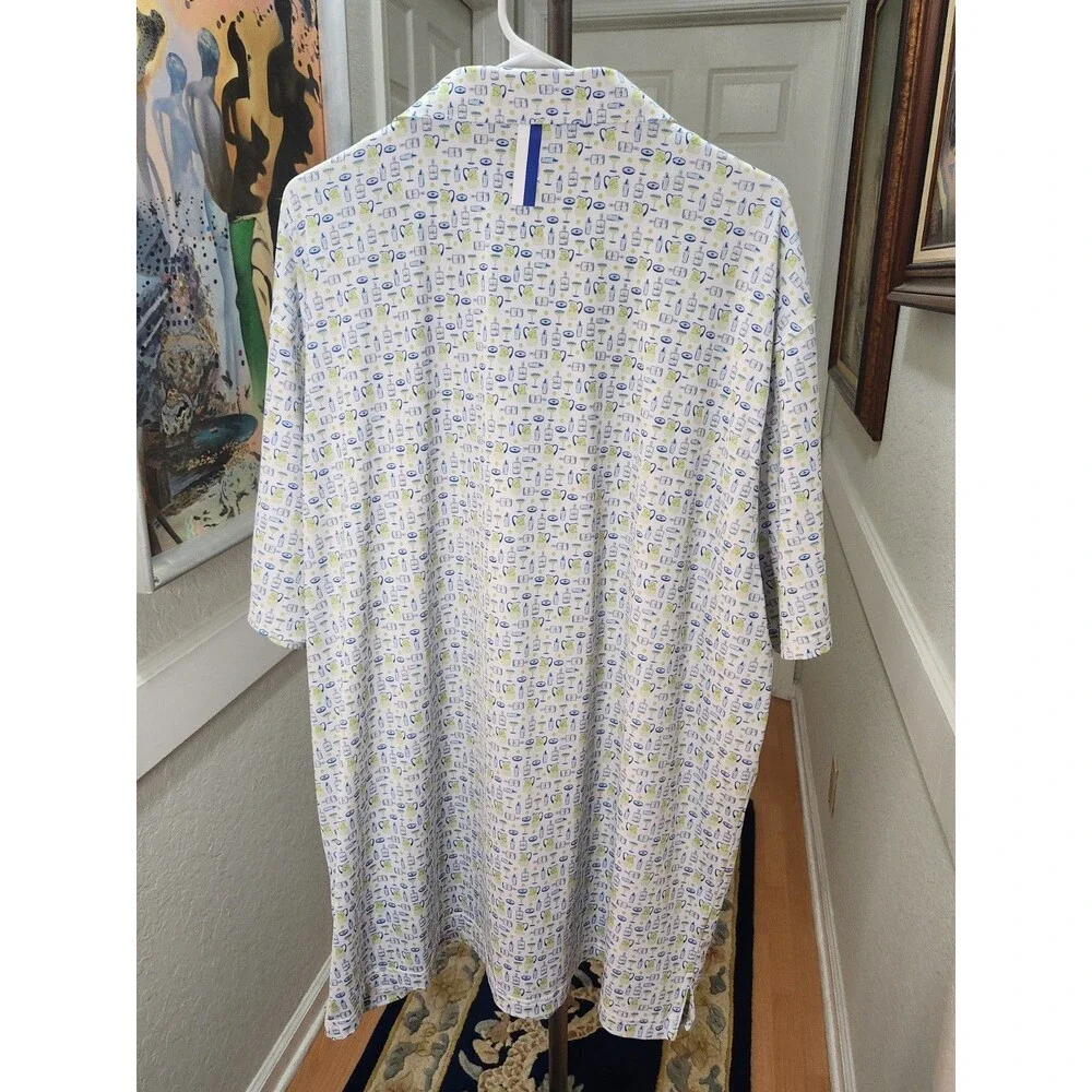 Men'sRhoback 3XL Performance Polo Short Sleeve Shirt XXXL Blue & Green Cocktails - Picture 10 of 14